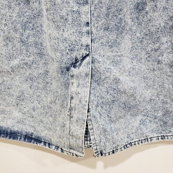 Vintage Denim Skirt Sz 18W 80s Kayo Acid Wash Pockets Maxi Midi 100% Cotton - Picture 5 of 14